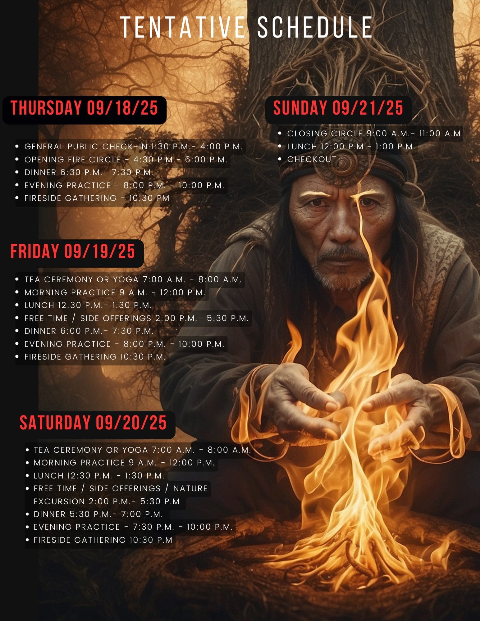 Firekeepers Men's REtreat Schedule Firekeepers Men's REtreat Schedule